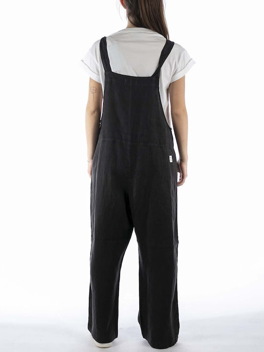 Black Overalls Γυναικεία Λινή Ολόσωμη Φόρμα Black Overalls