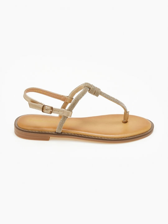 Flache Sandalen Glitzer Gold