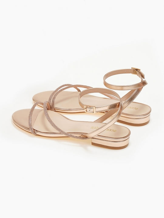 Glitter Strap Sandals Rose Gold