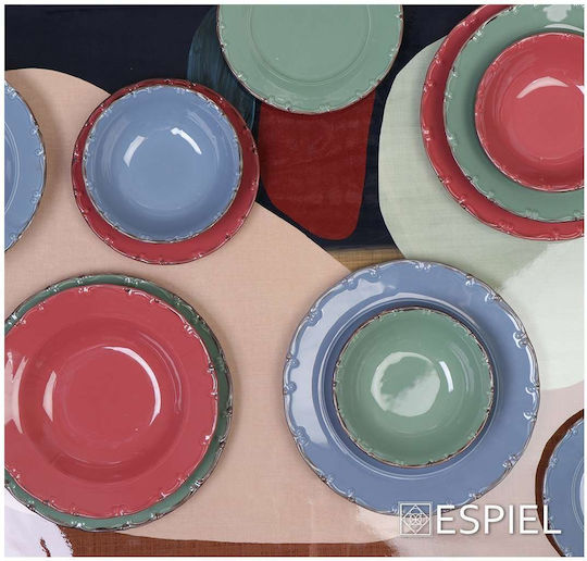 Espiel Liana Teller Suppe aus Porzellan Rot mit Durchmesser 23cm