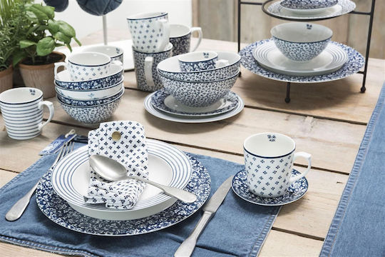 Laura Ashley Blueprints Teller Suppe aus Porzellan Candy Stripe mit Durchmesser 22cm