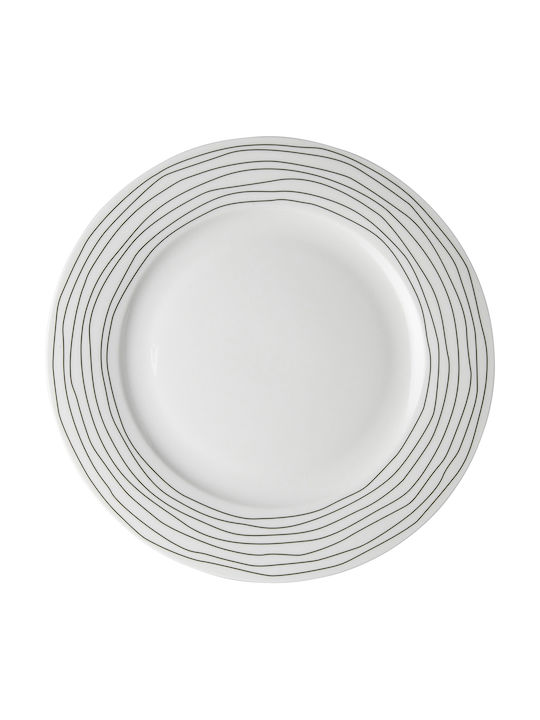 Dutch Rose Shallow Plate Stripe Black Plate Shallow made of Porcelain Multicolour with Diameter 26cm