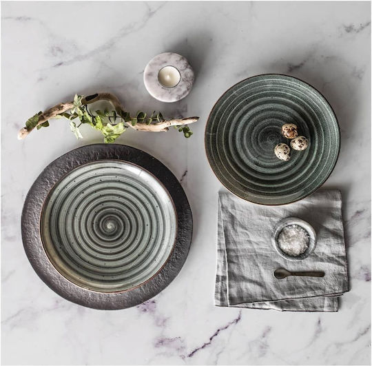 Güral Porselen Avanos Plate Desert made of Porcelain Anthracite with Diameter 21cm