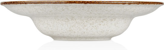 By Bone Effect Plate Soup made of Porcelain White with Diameter 27cm 6pcs