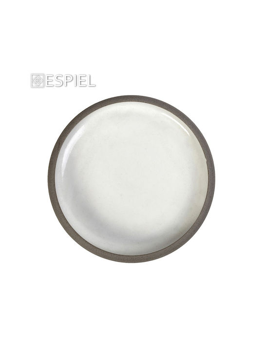 Espiel Sandy Plate Shallow Ceramic White with Diameter 20.3cm