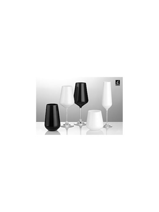 Capolavoro Sandra Glass Set for White Wine made of Crystal in Black Color Stacked 350ml 6pcs