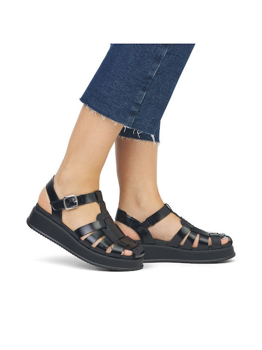 Rieker Women's Flat Sandals in Black Color