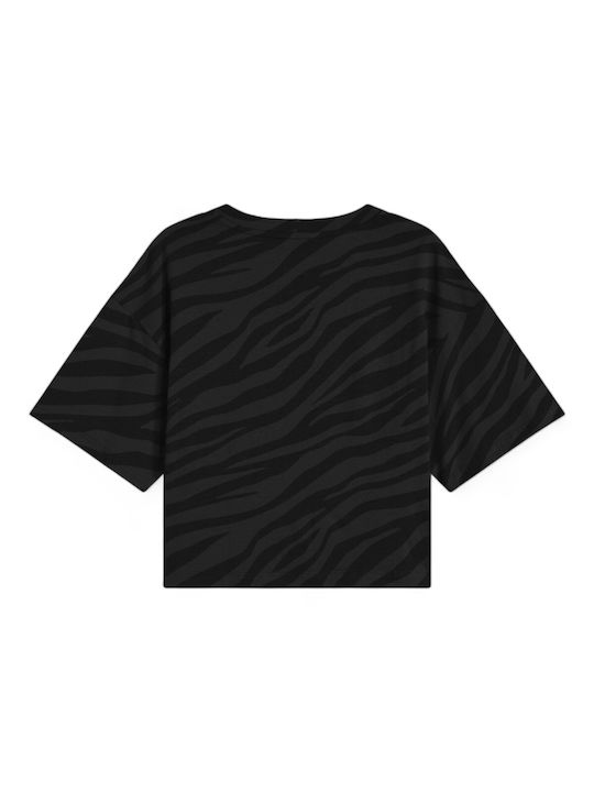 Freddy Γυναικείο Αθλητικό Crop T-shirt Animal Print Tone-on-tone Zebra Print