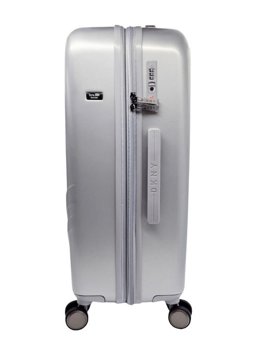 DKNY Valiză Mare De Călătorie Dură Argintie Cu 4 Roți Înălțime 78cm