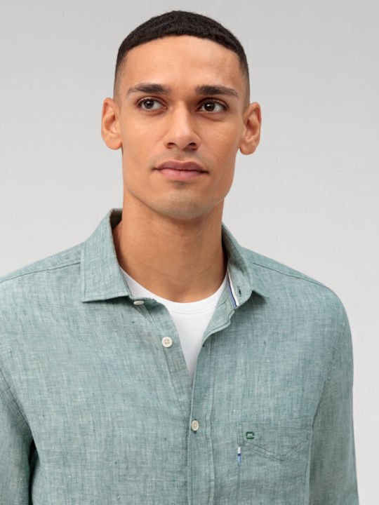 Casual Long-sleeved Linen Shirt Khaki