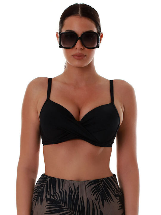 Padded Underwire Bikini Bra with Adjustable Straps Black