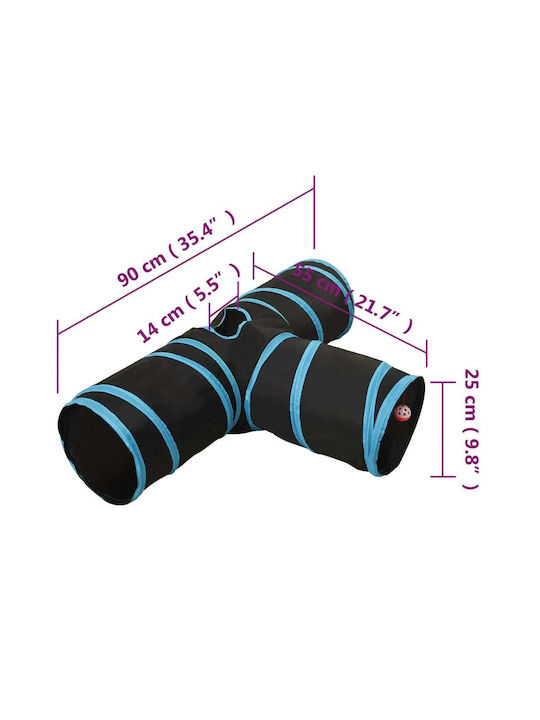 vidaXL Играчка за котка Тунел Черен