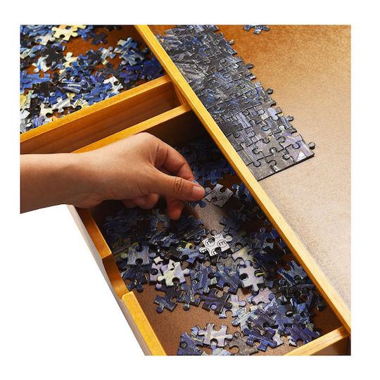 Masă de Puzzle din Lemn 1500 Piese 4 Sertare 80 X 65 X 7 Cm