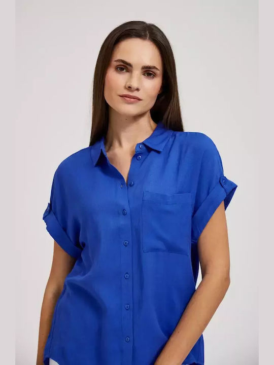 Women's Shirt Short Loose Sleeve Light Navy