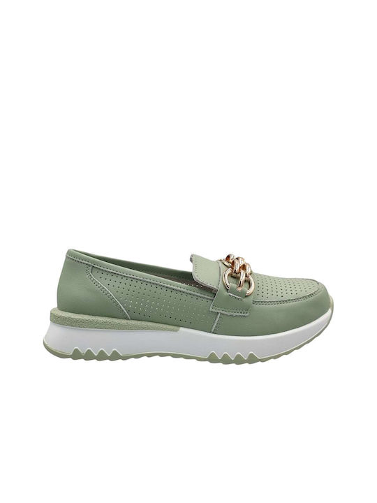 Aerostep Women's Leather Slip-Ons Green