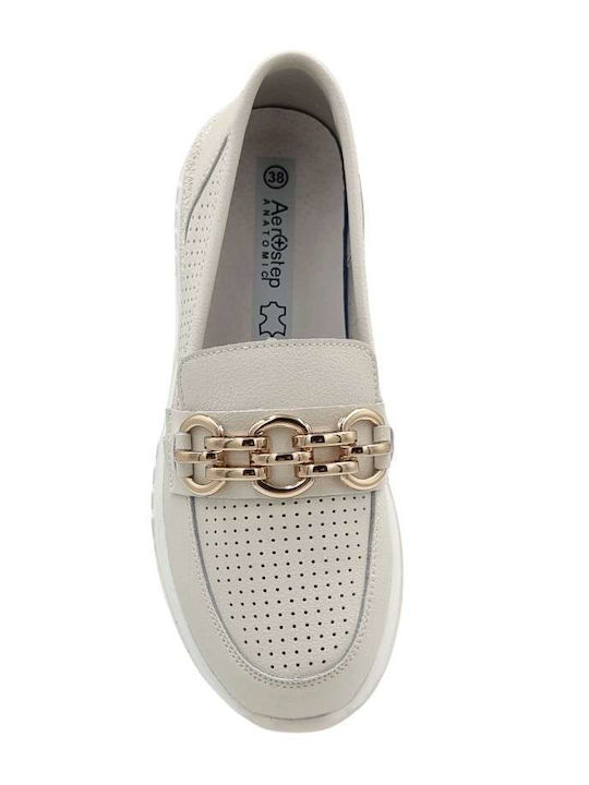 Γυναικεία Slip-On Δερμάτινα Μπεζ