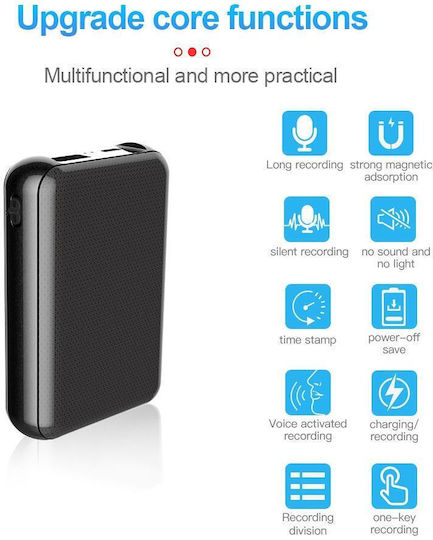 JnN Q75 Surveillance Bug Audio Recorder Power Bank Capacity 64GB