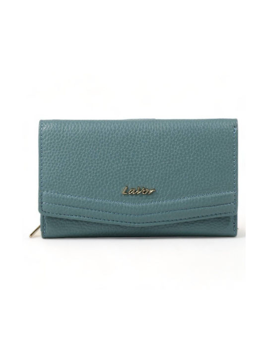 Lavor Small Leather Women's Wallet with RFID Petrol Blue