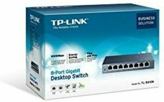 TP-LINK TL-SG108 Unmanaged L2 Switch with 8 Ethernet Ports and 8 SFP Ports