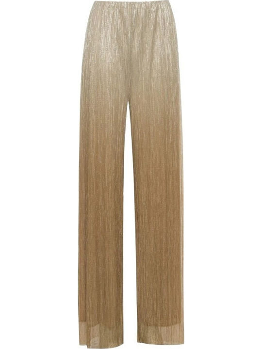 Damen Stoff Hose mit Gummizug Gold