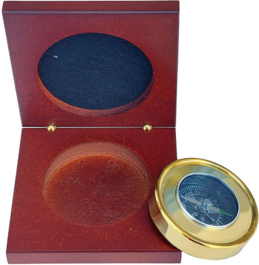 Handgemachte nautische Kompass Gold abnehmbare hölzerne Kompass Box 8,5x8,5 cm Yacht