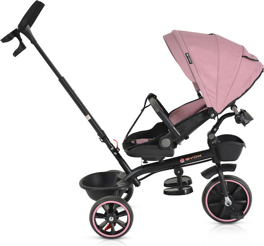 Byox Kids Tricycle Convertible, With Storage Basket, Sunshade & Push Handle for 12+ Months Pink