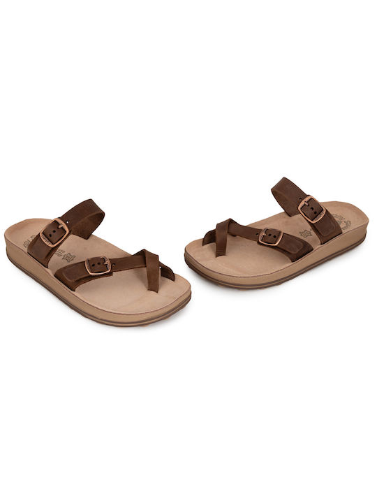 Fantasy Sandals Fantasy Women's Flat Sandals in Brown Color