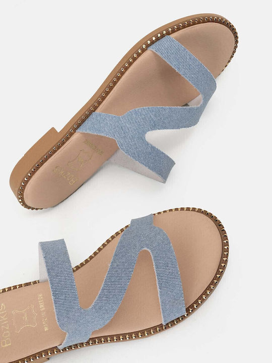 Sandale Casual Damă Din Piele Albastru Deschis