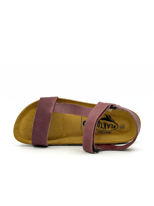 Plakton Anatomic Leather Women's Sandals Burgundy