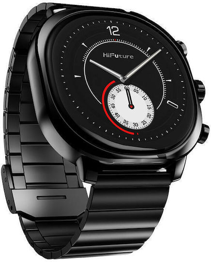 HiFuture AIX Stainless Steel Αδιάβροχο Smartwatch με Παλμογράφο (Μαύρο)