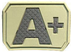 PVC Blood Type Patch Khaki A Negative