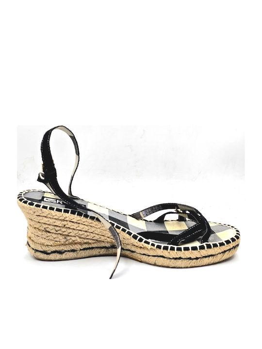 Roxy Xuwsl433 Jet Set Nikki Women's Espadrilles Leather Suede & Canvas Black Grey White