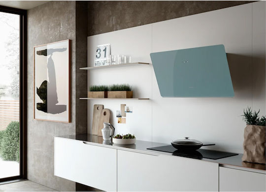 Faber Glam Light Zero Drip BK Α80 Șemineu Hotă 80cm Albastru