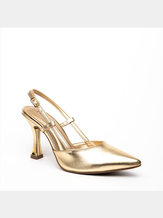 Via Marte Gold Heels with Strap