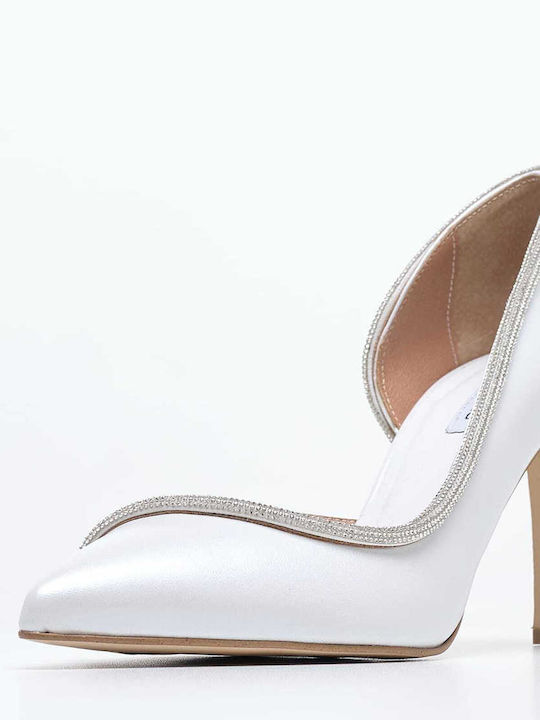 Pompe & Peeptoes pentru femei Lina White White Leather Mortoglou