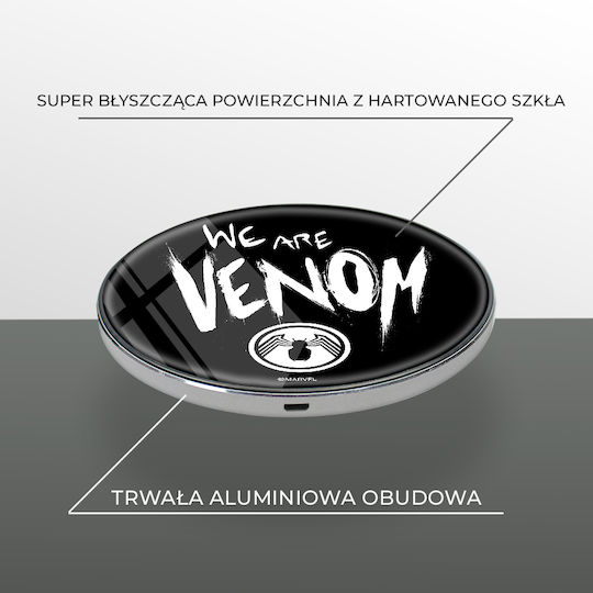 Marvel Comic Books Ασύρματος Φορτιστής (Qi Pad) και Καλώδιο micro USB Μαύρος (Marvel Venom)