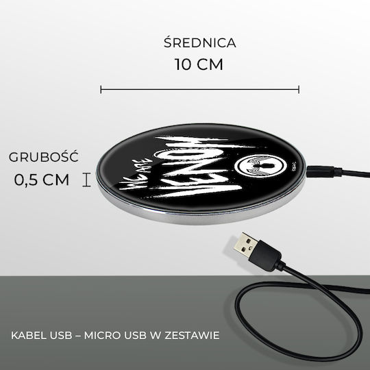 Marvel Comic Books Ασύρματος Φορτιστής (Qi Pad) και Καλώδιο micro USB Μαύρος (Marvel Venom)
