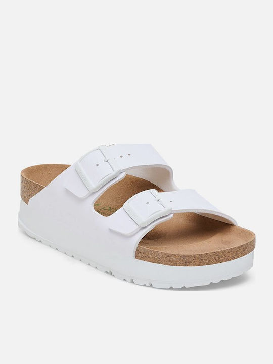 Sandale Casual Damă Anatomici Flatforme Albe Fit Îngustă