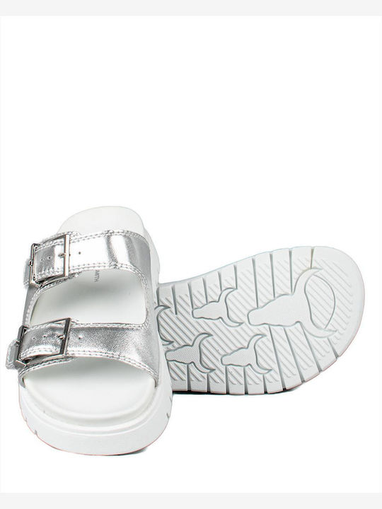 Mood Met Metallic Leather Women's Flat Sandals Silver