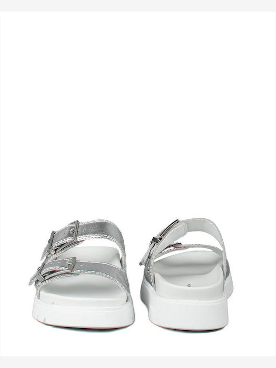 Mood Met Metallic Leather Women's Flat Sandals Silver