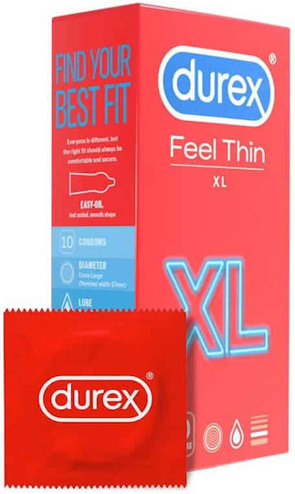Durex Prezervative Feel Thin XL 12 buc 57mm pentru Mărimi Mari Natural