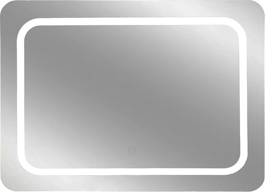 5Five 160948 Καθρέπτης Ορθογώνιος Ασημί & LED Φωτισμό 65x49cm