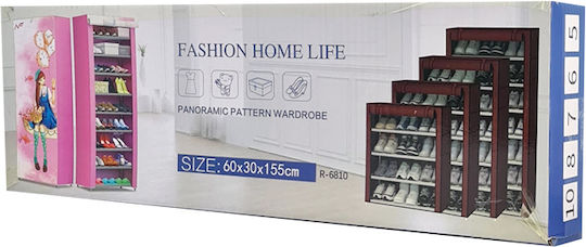 Stoff Schuhschrank mit 9 Regalen Gray L57xW28xH160cm