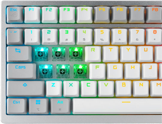 Asus ROG Azoth Fără fir Gaming Tastatură Mecanică 75% cu ROG NX Red comutatoare și iluminare RGB (Engleză Internațională) Alb
