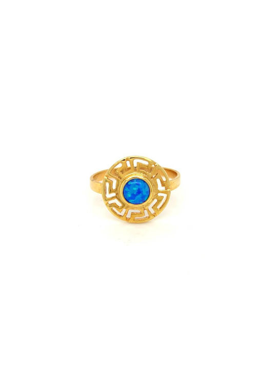 Women's ring, 14K gold (585°), signet with artificial opal