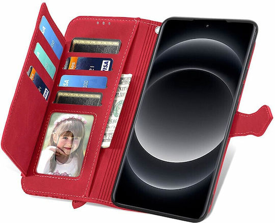 Flower Zipper Wallet Red (Xiaomi 14 Ultra)