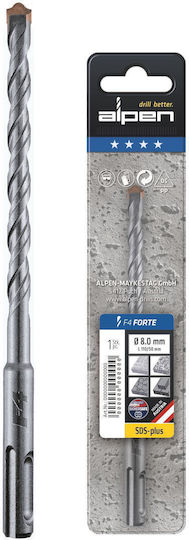 Alpen Drills Τετράκοπο Διαμαντοτρύπανο με SDS Plus Στέλεχος για Δομικά Υλικά 5x210mm