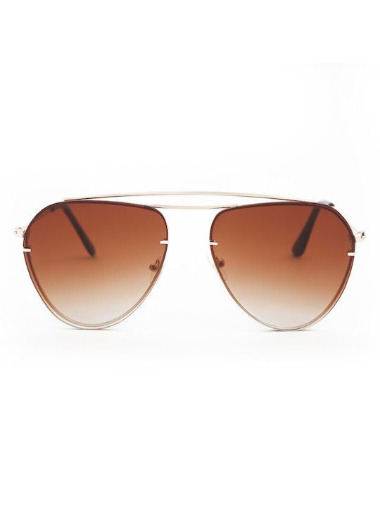 V-store Sunglasses with Gold Metal Frame and Brown Gradient Lens 20.525BROWN