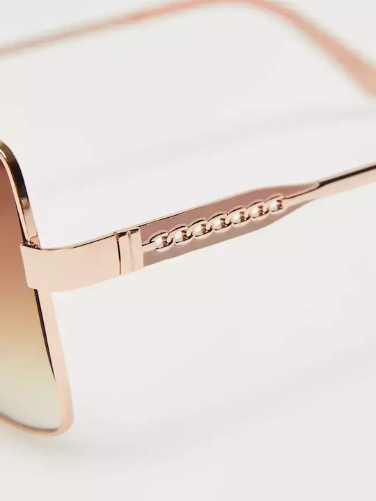 Make your image Women's Sunglasses with Rose Gold Metal Frame and Brown Gradient Lens L-OK-4303-Light-Pink