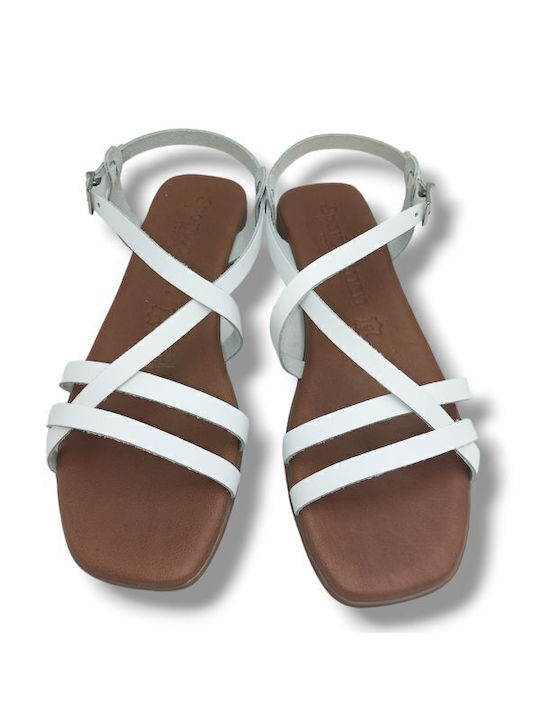 Sandale Casual Damă de Piele Alb